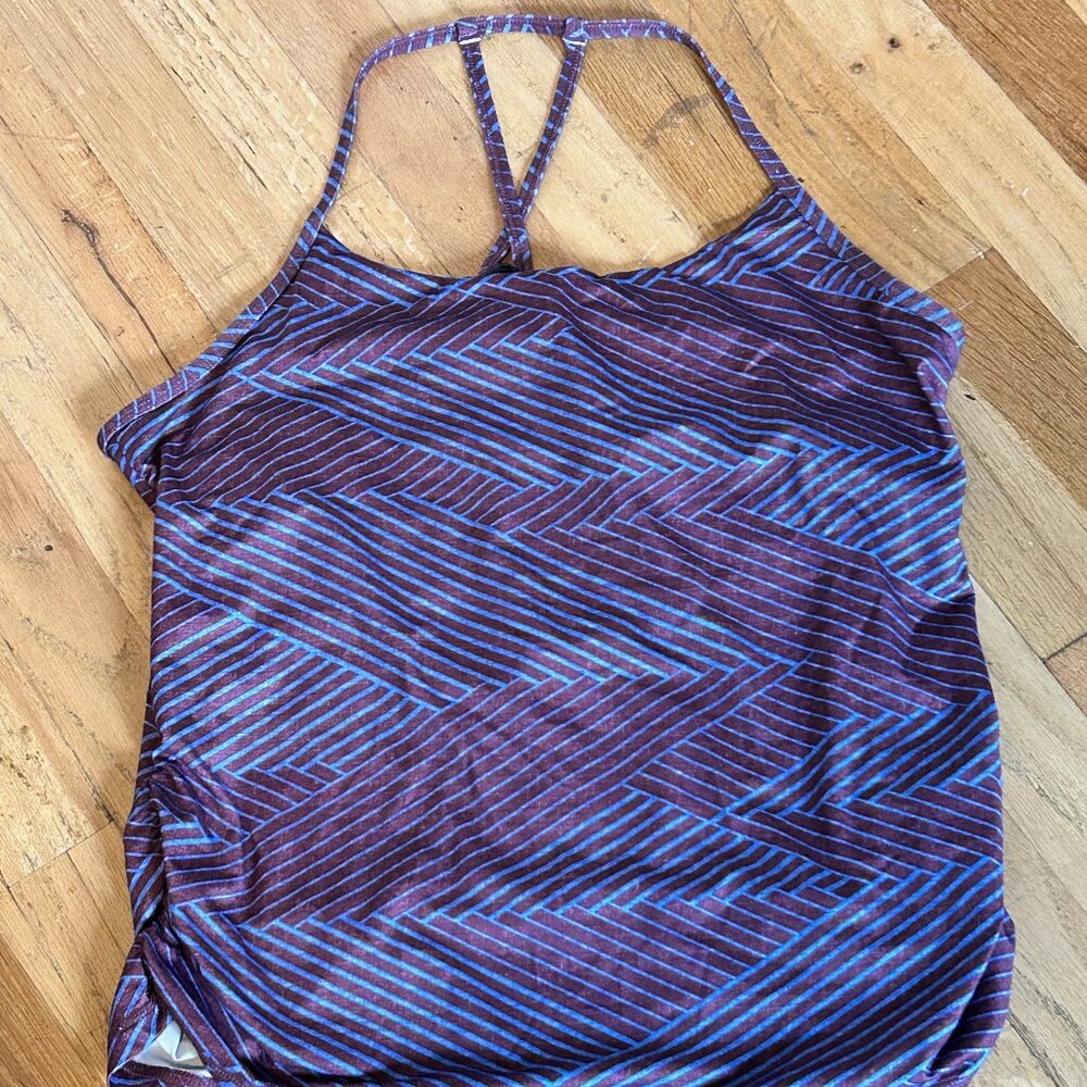 Prana Yoga Tank With Violet & Periwinkle Stripe Design XL